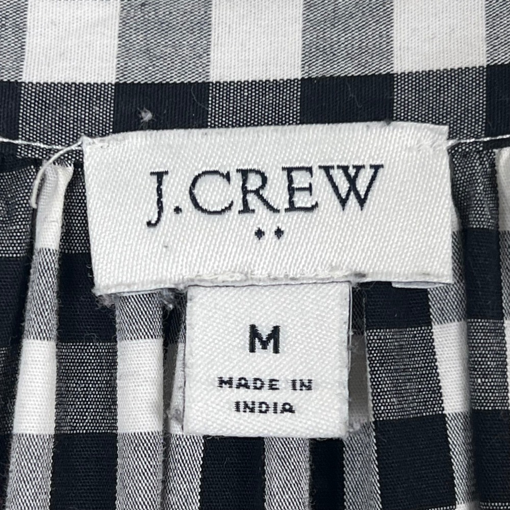 J.Crew Womens Gingham Tiered Mini Dress Black White V-Neck Long Sleeve Medium - Picture 3 of 14